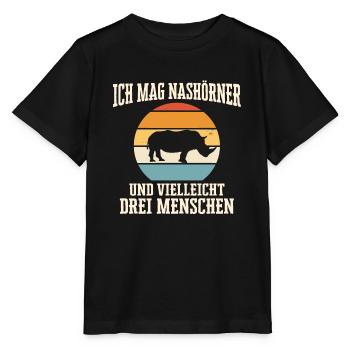 Nashorn Nashörner Tier - Stanley/Stella Kinder T-Shirt MINI CREATOR  - Schwarz - Vorne - Mikhail (115cm)
