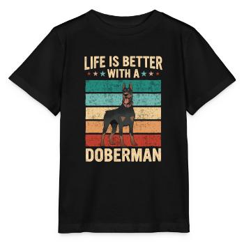 Doberman Pinscher Dog - Stanley/Stella MINI CREATOR Kids’ T-Shirt - black - Front - Mikhail (115cm)