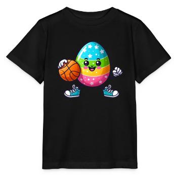 Osterei Basketball, Basketballspieler Osterfest - Stanley/Stella Kinder T-Shirt MINI CREATOR  - Schwarz - Vorne - Mikhail (115cm)