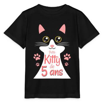 Fillette De 5 Ans Chat 5ème Anniversaire Fille - T-shirt bio MINI CREATOR Stanley/Stella Enfant - noir - Devant - Mikhail (115cm)