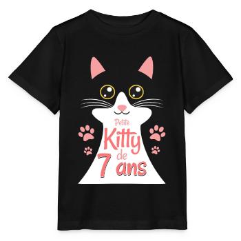 Fillette De 7 Ans Chat 7ème Anniversaire Fille - T-shirt bio MINI CREATOR Stanley/Stella Enfant - noir - Devant - Mikhail (115cm)
