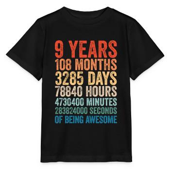 9th birthday 9 years retro gift Vinatge - Stanley/Stella MINI CREATOR Kids’ T-Shirt - black - Front - Mikhail (115cm)