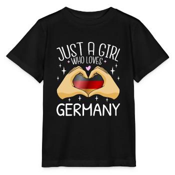 Germany Flag German Flag Just a Girl Heart - Stanley/Stella MINI CREATOR Kids’ T-Shirt - black - Front - Mikhail (115cm)