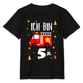 Feuerwehr Geburtstag - Ich bin 5 Jahre alt - Stanley/Stella Kinder T-Shirt MINI CREATOR  - Schwarz - Vorne - Mikhail (115cm)