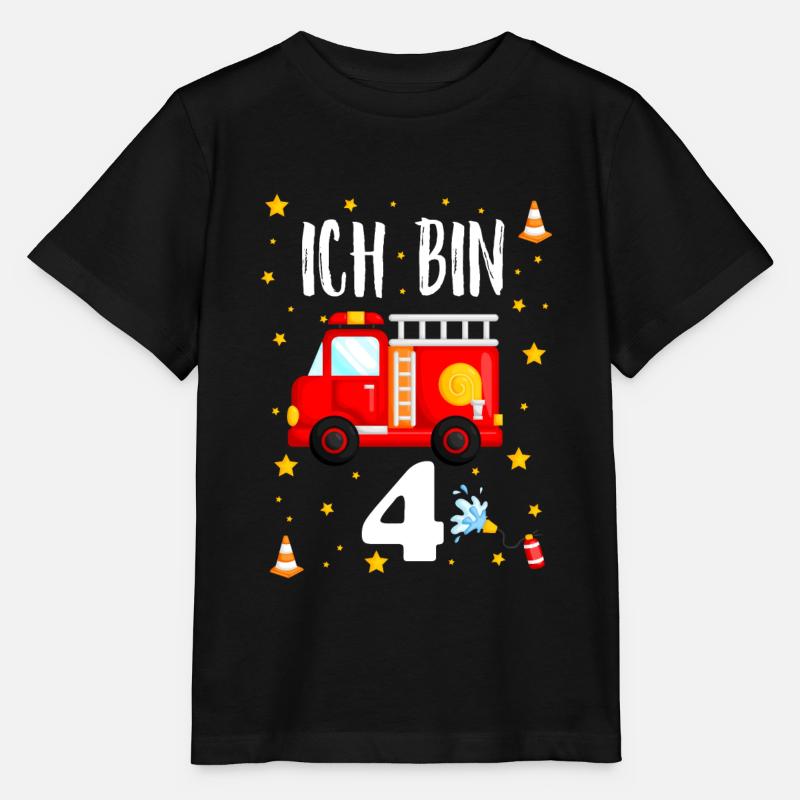 Feuerwehr Geburtstag - Ich bin 4 Jahre alt - Stanley/Stella Kinder T-Shirt MINI CREATOR  - Schwarz
