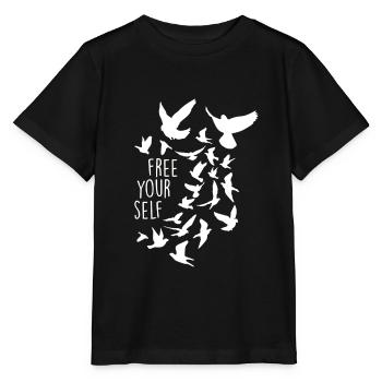 tauben,vögel,vogelschwarm,bunt,graffiti,free - Stanley/Stella Kinder T-Shirt MINI CREATOR  - Schwarz - Vorne - Mikhail (115cm)