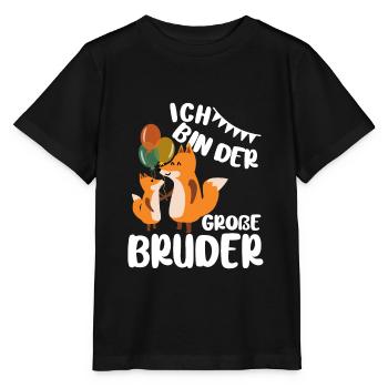 Geschwister Ich Bin Der Grosse Bruder Fuchs - Stanley/Stella Kinder T-Shirt MINI CREATOR  - Schwarz - Vorne - Mikhail (115cm)