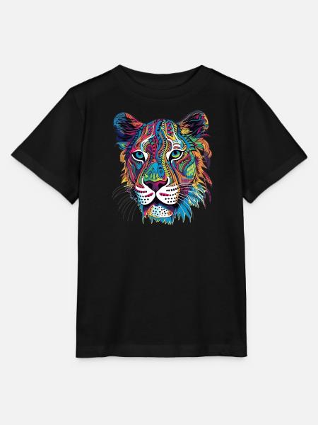 Colourful Tiger Head - Stanley/Stella Kinder T-Shirt MINI CREATOR - Schwarz