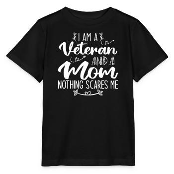 I’m A Veteran And A Mom Nothing Scares Me - T-shirt bio MINI CREATOR Stanley/Stella Enfant - noir - Devant - Mikhail (115cm)