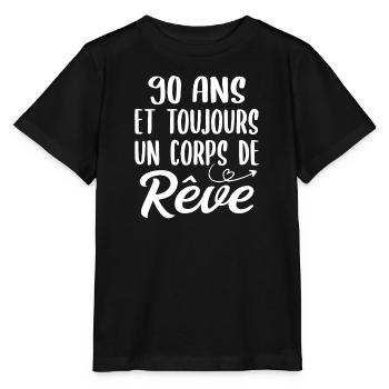 90 ans et toujours un corps de rêve - Cadeau 90ans - T-shirt bio MINI CREATOR Stanley/Stella Enfant - noir - Devant - Mikhail (115cm)