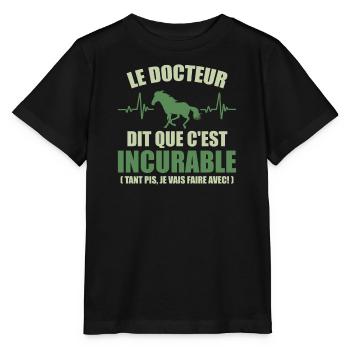 Cheval - c'est incurable - T-shirt bio MINI CREATOR Stanley/Stella Enfant - noir - Devant - Mikhail (115cm)