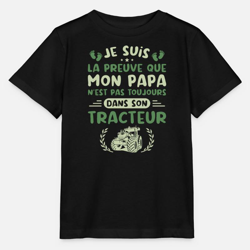 Je Suis La Preuve Que Mon Papa N'est Pas, Tracteur - T-shirt bio MINI CREATOR Stanley/Stella Enfant - noir