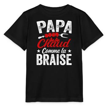 Papa Chaud Comme La Braise, Cadeau Humour Barbecue - T-shirt bio MINI CREATOR Stanley/Stella Enfant - noir - Devant - Mikhail (115cm)