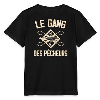 Pêche, Pêcheur, Canne à pêche - T-shirt bio MINI CREATOR Stanley/Stella Enfant - noir - Devant - Mikhail (115cm)