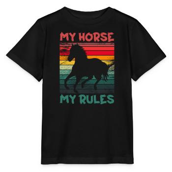 Mein Pferd, meine Regeln - Rittergeschenk - Reiter - Stanley/Stella Kinder T-Shirt MINI CREATOR  - Schwarz - Vorne - Mikhail (115cm)
