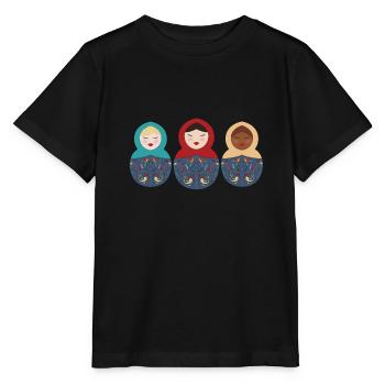 Matriochka matriochka russe matryoshka - T-shirt bio MINI CREATOR Stanley/Stella Enfant - noir - Devant - Mikhail (115cm)