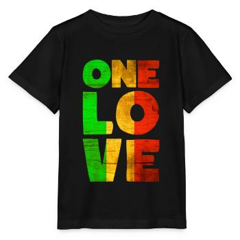 Rastafari ONE LOVE Reggae Style - Stanley/Stella Kinder T-Shirt MINI CREATOR  - Schwarz - Vorne - Mikhail (115cm)