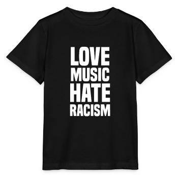 Love Music Hate Racism Liebe Musik Hasse Rassismus - Stanley/Stella Kinder T-Shirt MINI CREATOR  - Schwarz - Vorne - Mikhail (115cm)