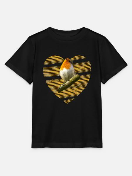 Rotkehlchen robin Erithacus rubecula - Stanley/Stella T-shirt MINI CREATOR til børn - sort