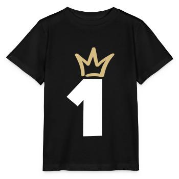 NUMMER EINS 1 Champion Krone - Stanley/Stella Kinder T-Shirt MINI CREATOR  - Schwarz - Vorne - Mikhail (115cm)