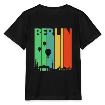 Rétro Berlin.Allemagne. Paysage urbain Skyline. - T-shirt bio MINI CREATOR Stanley/Stella Enfant - noir - Devant - Mikhail (115cm)