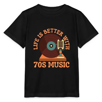 Das Leben ist besser mit 70er Jahren Musik Siebziger - Stanley/Stella Kinder T-Shirt MINI CREATOR  - Schwarz - Vorne - Mikhail (115cm)