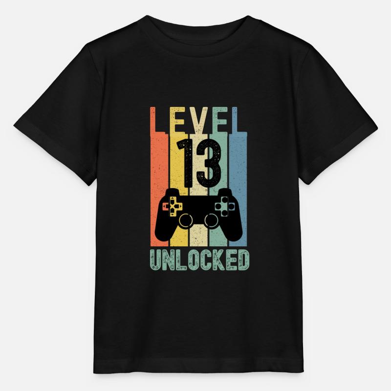 Niveau 13 Débloqué Jeu drôle - T-shirt bio MINI CREATOR Stanley/Stella Enfant - noir