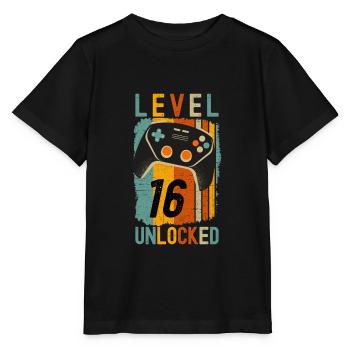Level 16 Freigeschaltetes lustiges Gaming - Stanley/Stella Kinder T-Shirt MINI CREATOR  - Schwarz - Vorne - Mikhail (115cm)