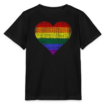 LGBTQ Herz Lgbtq CSD - Stanley/Stella Kinder T-Shirt MINI CREATOR  - Schwarz - Vorne - Mikhail (115cm)