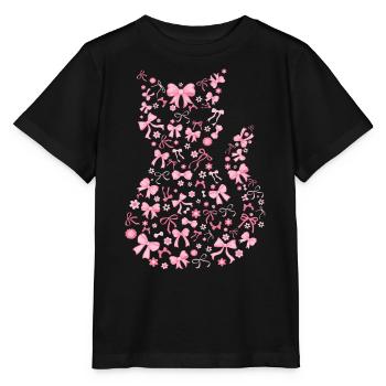 Süße rosa Katze Flirty Schleife Geschenk - Stanley/Stella Kinder T-Shirt MINI CREATOR  - Schwarz - Vorne - Mikhail (115cm)