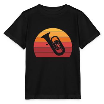 Tuba Vintage Sunset Brass Band Brass Instrument - T-shirt bio MINI CREATOR Stanley/Stella Enfant - noir - Devant - Mikhail (115cm)