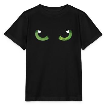Katzenaugen Grün - Stanley/Stella Kinder T-Shirt MINI CREATOR  - Schwarz - Vorne - Mikhail (115cm)