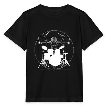 Drummer Vitruvian Man Drumsticks - T-shirt bio MINI CREATOR Stanley/Stella Enfant - noir - Devant - Mikhail (115cm)