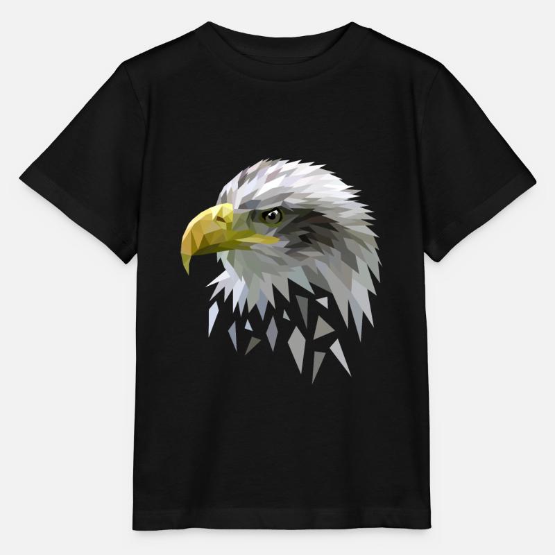 Pygargue à queue blanche low polygones géométriques - T-shirt bio MINI CREATOR Stanley/Stella Enfant - noir