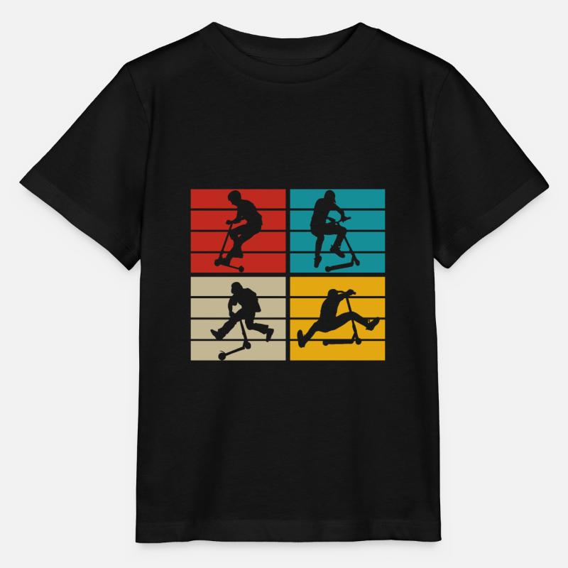 Stunt Scooter Roller Retro Tretroller Jungen - Stanley/Stella Kinder T-Shirt MINI CREATOR - Schwarz