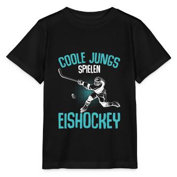 Coole Jungs spielen Eishockey Hockey - Stanley/Stella Kinder T-Shirt MINI CREATOR  - Schwarz - Vorne - Mikhail (115cm)