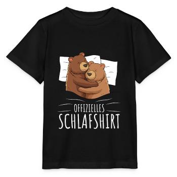 Offizielles Schlafshirt Bär Grizzly Braunbär - Stanley/Stella Kinder T-Shirt MINI CREATOR  - Schwarz - Vorne - Mikhail (115cm)
