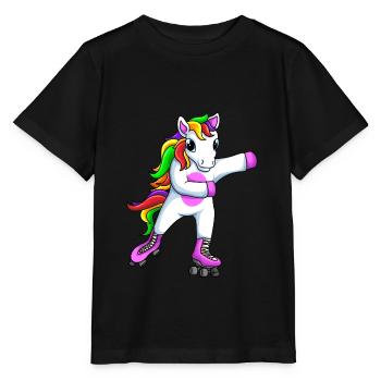 Rollschuhe Roller Girl Rollschuh Einhorn - Stanley/Stella Kinder T-Shirt MINI CREATOR  - Schwarz - Vorne - Mikhail (115cm)