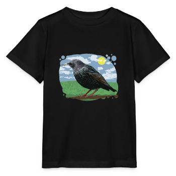 Bird stun illustration nature cloudy sky - Stanley/Stella MINI CREATOR Kids’ T-Shirt - black - Front - Mikhail (115cm)