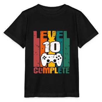 10th Birthday "Level 10 Complete" Gift - Stanley/Stella MINI CREATOR Kids’ T-Shirt - black - Front - Mikhail (115cm)