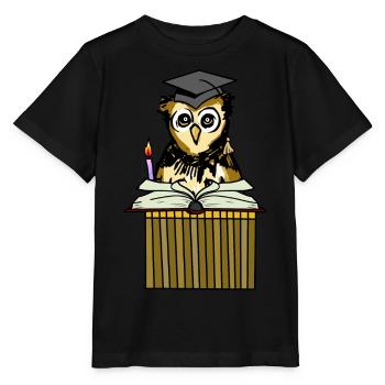 Hibou hibou grand-duc enseignant sage sage érudit enseignant emploi - T-shirt bio MINI CREATOR Stanley/Stella Enfant - noir - Devant - Mikhail (115cm)