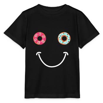 Donut Glückliches Gesicht - Stanley/Stella Kinder T-Shirt MINI CREATOR  - Schwarz - Vorne - Mikhail (115cm)
