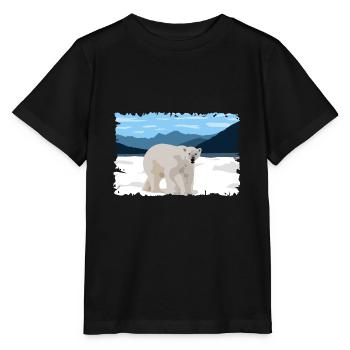 Eisbär auf der Eisschollen-Naturlandschaft - Stanley/Stella Kinder T-Shirt MINI CREATOR  - Schwarz - Vorne - Mikhail (115cm)