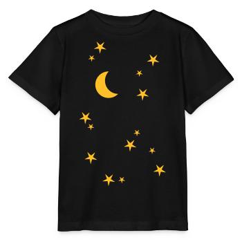 Nachthimmel mit Mond und Sternen - Stanley/Stella Kinder T-Shirt MINI CREATOR  - Schwarz - Vorne - Mikhail (115cm)