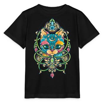 Chat mystique - T-shirt bio MINI CREATOR Stanley/Stella Enfant - noir - Devant - Mikhail (115cm)