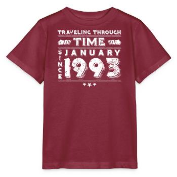 Vintage Time Travel anniversaire Design janvier 1993 - T-shirt bio MINI CREATOR Stanley/Stella Enfant - bordeaux - Devant - Kain (125cm)
