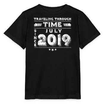 Vintage Voyage dans le Temps Anniversaire Design Juillet 2019 - T-shirt bio MINI CREATOR Stanley/Stella Enfant - noir - Devant - Mikhail (115cm)