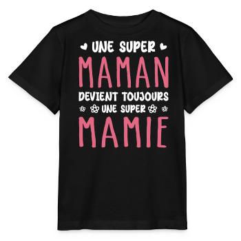 Aus einer Super Mom wird immer eine Super Granny - Stanley/Stella Kinder T-Shirt MINI CREATOR  - Schwarz - Vorne - Mikhail (115cm)