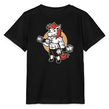 Unicorn Muscular Hanteln - Stanley/Stella Kinder T-Shirt MINI CREATOR  - Schwarz - Vorne - Mikhail (115cm)