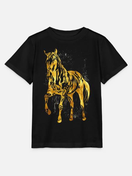 Reiten - Reiterin - Reitschule - Pferd in Gold - Stanley/Stella Kinder T-Shirt MINI CREATOR - Schwarz